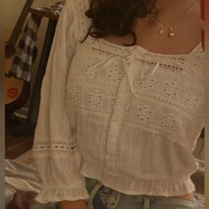 American eagle white floral designed aesthetic white  top